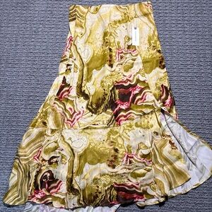 Anthropologie Marble Asymmetrical Hem Flounced Ruffle Midi Skirt Size XS NWT